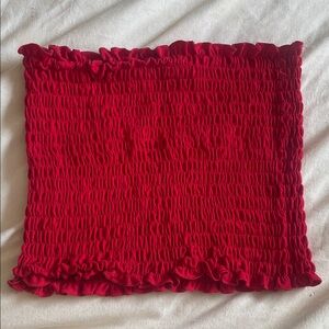 Red Smocked Tube Top